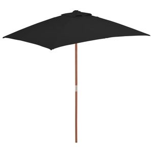 VidaXL Parasol met houten paal 150x200 cm zwart