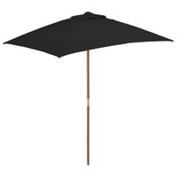 VidaXL Parasol met houten paal 150x200 cm zwart - thumbnail