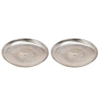 2x Woondecoratie aluminium dienbladen/plateaus zilver rond 20 cm - thumbnail