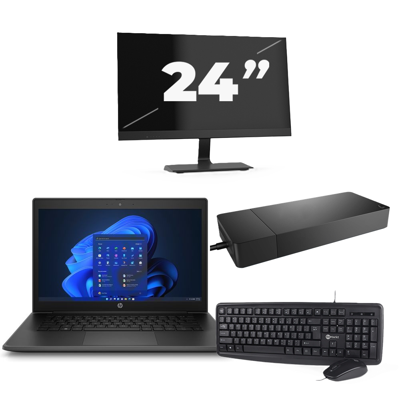 HP Pro X360 Fortis G9 - Intel Pentium N6000 - 11 inch - 8GB RAM - 256GB SSD - Windows 11 Home + 1x 24 inch Monitor