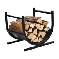U-Vormige Metalen Brandhoutrek Stapelhouder met Stevige Basis 43 x 37 x 39,5 cm Zwart