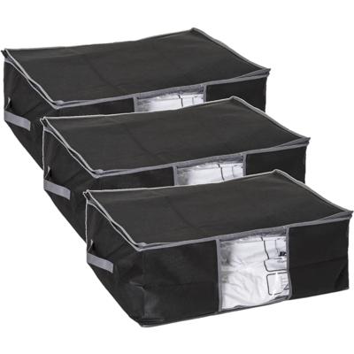5Five Dekbed/kussen opberghoes - 3x - zwart - met vacuumzak - 60 x 44 x 25 cm