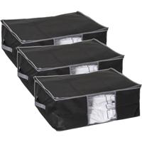 5Five Dekbed/kussen opberghoes - 3x - zwart - met vacuumzak - 60 x 44 x 25 cm