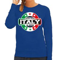 Have fear Italy is here / Italie supporter sweater blauw voor dames