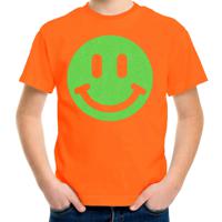 Verkleed T-shirt voor jongens - smiley - oranje - carnaval - feestkleding voor kinderen - thumbnail