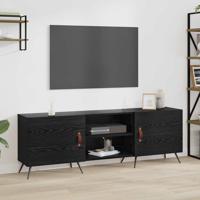 TV-kast met plank met opslag met de deur Zwart eiken 150 x 30 x 50 cm Bewerkt hout