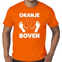 Grote maten oranje boven t-shirt oranje voor heren - Koningsdag shirts - thumbnail