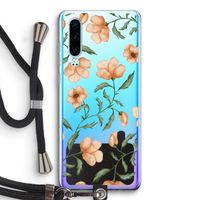 Peachy flowers: Huawei P30 Transparant Hoesje met koord