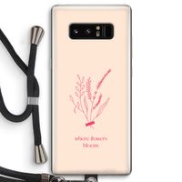 Where flowers bloom: Samsung Galaxy Note 8 Transparant Hoesje met koord