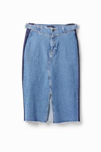 Denim midirok stroken - BLUE - XL