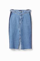 Denim midirok stroken - BLUE - XS