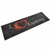 VidaXL Keukenmat wasbaar cooking-print 45x150 cm fluweel zwart VidaXL Keukenmat wasbaar cooking-print 45x150 cm fluweel zwart
