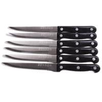 Benson Vleesmessen set - 6x stuks - zwart - RVS- 22 cm - steakmessen