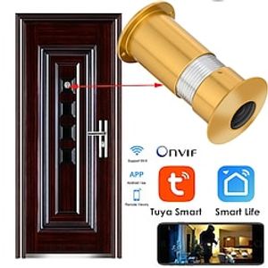 tuya smart wifi door eye hole ip security 1080p hd camera onvif groothoek fisheye lens 1.66mm cctv netwerk mini kijkgaatje audio p2p tf card Lightinthebox