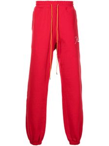 RHUDE pantalon de jogging fuselé à logo brodé - Rouge