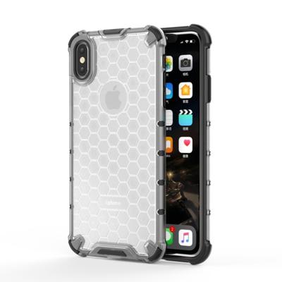 Schokbestendige honingraat PC + TPU beschermhoes voor iPhone XS Max (grijs)