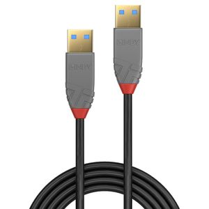 LINDY USB-kabel USB 3.2 Gen1 (USB 3.0 / USB 3.1 Gen1) USB-A stekker, USB-A stekker 1.00 m Zwart 36751