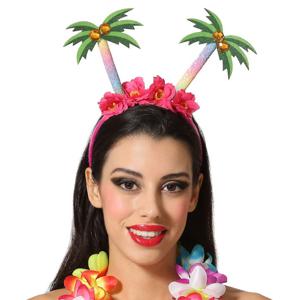 Atosa Carnaval verkleed Tiara/diadeem - Palmbomen en bloemen - dames - Tropische Hawaii thema   -