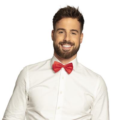 Vlinderstrikje - rood - polyester - 11 cm - voor dames/heren - verkleedartikelen