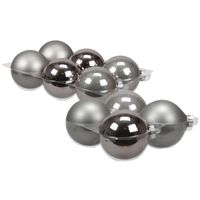 20x stuks glazen kerstballen titanium grijs 8 en 10 cm mat/glans - thumbnail