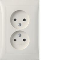 Berker stopcontact 2-voudig zonder aarde wit glanzend S1 polarwit en kinderbeveiliging