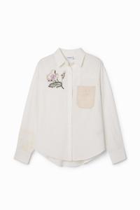Linnen shirt haakwerk - WHITE - S