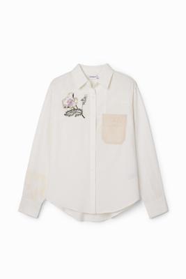 Linnen shirt haakwerk - WHITE - XS