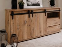 Dressoir MANNY 180 cm 2 schuifdeuren 2 lades flagstaff eik - thumbnail