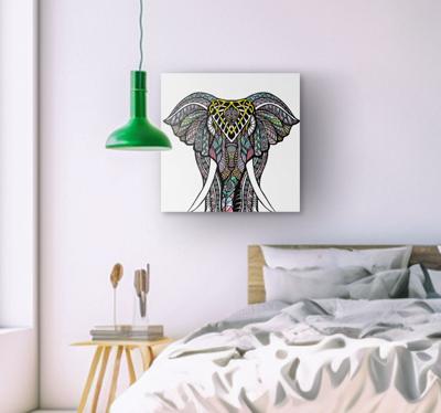 Canvas schilderij veelkleurige etnische olifant