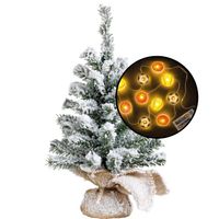 Mini kerstboom - besneeuwd - met sport thema verlichting - H45 cm - Kunstkerstboom