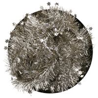 Decoris kerstslinger - licht champagne - 270 x 10 cm - tinsel/folie - sterren - lametta slingers