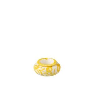 J-Line Ashtray Granada Ceramic White|Yellow Small