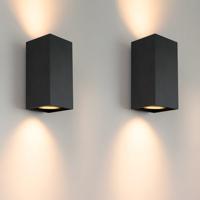 2x Cometa nova by LUSENZ - Up and downlight - Rechthoekige wandlamp met mat zwarte coating