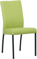 Felgroene leren moderne eetkamerstoel Comfort - poot vierkant zwart - Hermes Leer Lime (felgroen leer)