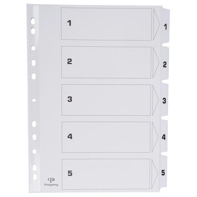 Pergamy tabbladen met indexblad, ft A4, 11-gaatsperforatie, karton, set 1-5
