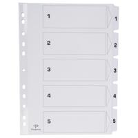 Pergamy tabbladen met indexblad, ft A4, 11-gaatsperforatie, karton, set 1-5