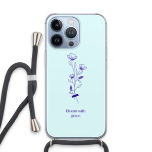 Bloom with grace: iPhone 13 Pro Transparant Hoesje met koord