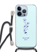 Bloom with grace: iPhone 13 Pro Transparant Hoesje met koord