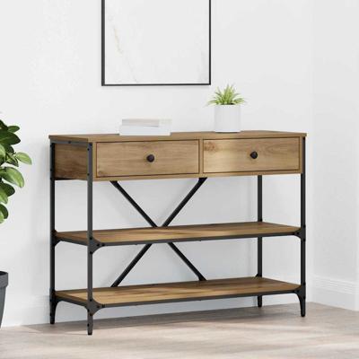 Wandtafel met lade artisanaal eikenkleurig Bewerkt hout
