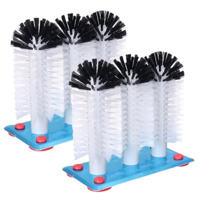 Spoelborstels - 2x - 3 borstels - bierglazen - 19 x 18 x 10 cm - blauw - glazenwasborstel