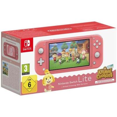 Nintendo Switch Lite Handheld Console Coral + Animal Crossing: New Horizons (Download)