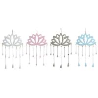 Ophangdecoratie Home ESPRIT Blauw Wit Grijs Roze Ijzer Orientaals Lotus Bloem (4 Stuks)