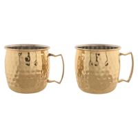 Set van 2 mokken Home ESPRIT Gouden Loft 480 ml (2 Stuks)