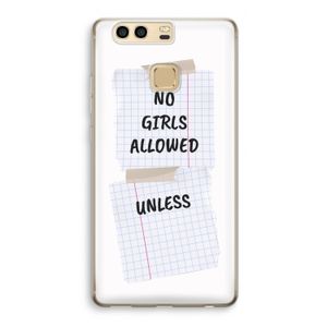 No Girls Allowed Unless: Huawei P9 Transparant Hoesje