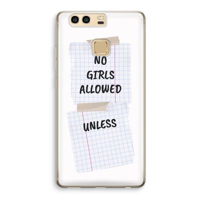 No Girls Allowed Unless: Huawei P9 Transparant Hoesje