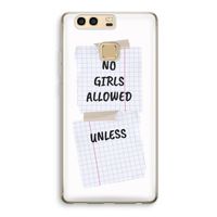 No Girls Allowed Unless: Huawei P9 Transparant Hoesje