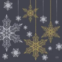 Duni bio dunisoft servet snowstars black 40x40cm zwart 12 stuks