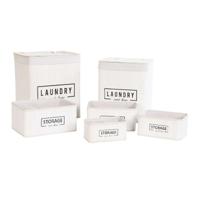 Mandenset DKD Home Decor Wit Bamboe 40 x 30 x 46 cm 5 Onderdelen