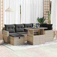 7-delige Loungeset met kussens poly rattan lichtgrijs 7-delige Loungeset met kussens poly rattan lichtgrijs