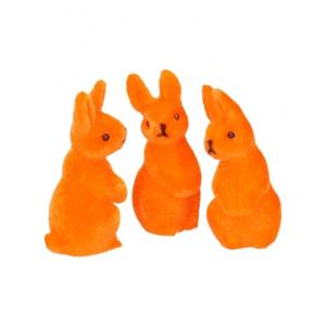 Kleine decoratie paashaasjes - oranje - 5 cm - set 9x stuks - polyester